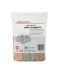 Pap-R Products Flat Tubular Coin Wrappers, Assorted, Pack Of 150 Wrappers