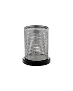 Rolodex Distinctions Punched Metal And Wood Pencil Holder, Black/Pewter