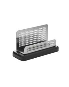 Rolodex Distinctions Punched Metal And Wood Business Card Holder, Black/Pewter