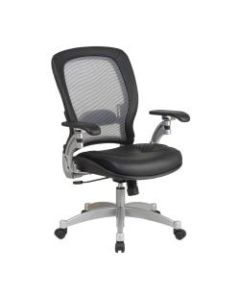 Office Star Professional AirGrid Bonded Leather High-Back Chair, Black/Platinum