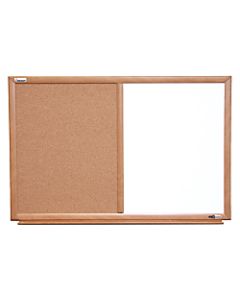 SKILCRAFT Cork/Non-Magnetic Melamine Dry-Erase Whiteboard Combination Board, 36in x 24in, Oak Finish Frame (AbilityOne 7110 01 568 0401)