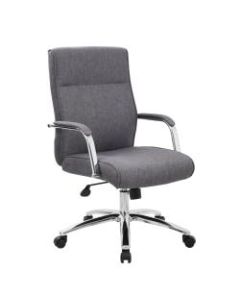 Boss Modern Conference Ergonomic High-Back Chair, Fabric, Slate Gray/Chrome