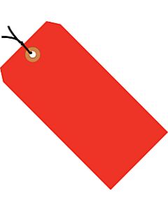 Office Depot Brand Fluorescent Prestrung Shipping Tags, #8, 6 1/4in x 3 1/8in, Red, Box Of 1,000