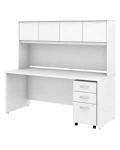 Bush Business Furniture Studio C Office Desk with Hutch and Mobile File Cabinet, 72inW x 30inD, White, Standard Delivery