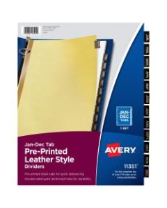 Avery 30% Recycled Black Leather Tab Dividers, Jan.-Dec.