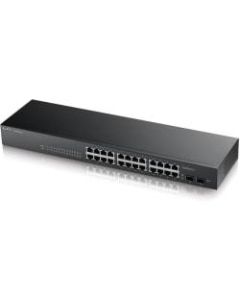 ZyXEL GS1900-24 Fanless 24 Port GbE L2 Web Managed Rackmountable Switch - 24 Ports - Manageable - 24 x RJ-45 - 2 x Expansion Slots - 10/100/1000Base-T - Desktop, Rack-mountable