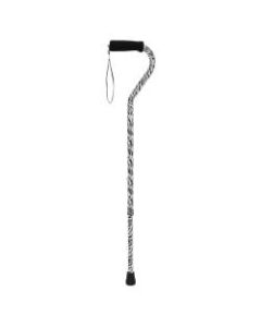 DMI Designer Adjustable Offset-Handle Aluminum Cane, 30in - 39in, Zebra