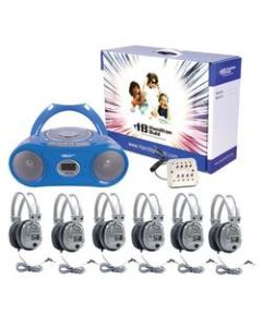 Hamilton Electronics Basic Cassette/CD 6-Station Listening Center With AM/FM Radio, 13.39inH x 10.24inW x 5.31inD, Blue, HECWNCCD3856SV