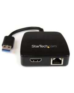 StarTech.com Travel Adapter for Laptops - HDMI and Gigabit Ethernet - USB 3.0 - Portable Universal Laptop Mini Docking Station