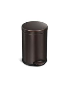simplehuman Round Stainless-Steel Mini Step Trash Can, 1.2 Gallons, 12-1/8inH x 7-5/8inW x 10inD, Dark Bronze