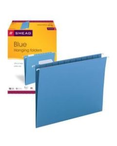 Smead Hanging File Folders, 1/5-Cut Adjustable Tab, Letter Size, Blue, Box Of 25