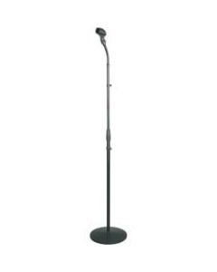 PylePro Universal Compact Base Microphone Stand with Adjustable & Pivotable Gooseneck - 60in Height - Glossy Black - Metal, Plastic - Black