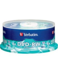 Verbatim DVD-RW Rewritable Media Spindle, 4.7GB/120 Minutes, Pack Of 30