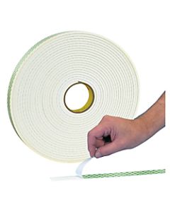 3M 4462 Double Sided Foam Tape, 1in x 72 Yd., 1/32in, White, Case Of 9