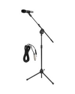 PylePro Microphone and Tripod Stand With Extending Boom & Mic Cable Package - 66in Height - Glossy Black