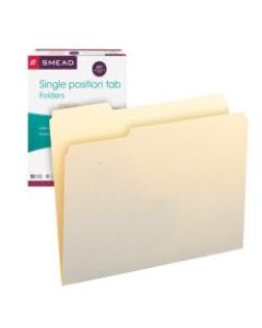 Smead Selected Tab Position Manila File Folders, Letter Size, 1/3 Cut, Position 1, Pack Of 100