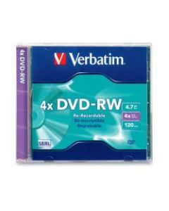 Verbatim DVD-RW 4.7GB 4X with Branded Surface - 1pk Slim Case - 4.7GB - 1 Pack