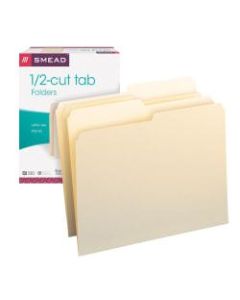 Smead Manila File Folders, Letter Size, 1/2 Cut, Pack Of 100