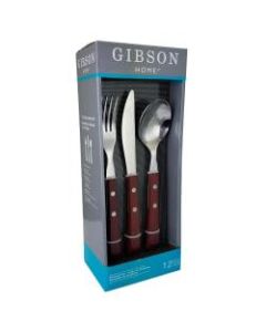 Gibson Home Springbrook 12-Piece Flatware Set, Red Wood/Silver