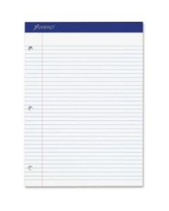 Ampad Perforated 3 Hole Punched Ruled Double Sheet Pad, Letter Size, 100 Sheets, White