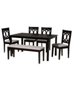 Baxton Studio Bennett Dining Set, 29-3/16inH x 59-1/16inW x 37-7/16inD, Gray/Dark Brown