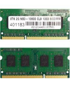 VisionTek 2 x 2GB PC3-10600 DDR3 1333MHz 240-pin DIMM Memory Module - 4 GB (2 x 2GB) - DDR3-1333/PC3-10600 DDR3 SDRAM - 1333 MHz - CL9 - 1.50 V - Non-ECC - Unbuffered - 204-pin - SoDIMM - Lifetime Warranty