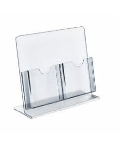 Azar Displays Slant-Back Brochure Holders, 2 Pocket, 8 1/2inH x 9inW x 4inD, Clear, Pack Of 2 Holders