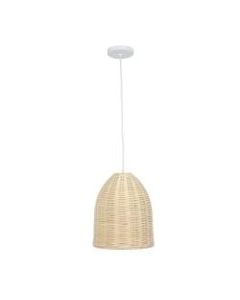 Elegant Designs Elongated Coastal Dome Pendant, 10inW, Natural Shade/Natural Base