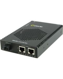 Perle S-1110DP-S1SC40U Media Converter - 2x PoE (RJ-45) Ports - 1 x SC Ports - 1000Base-BX-U, 10/100/1000Base-T - Rail-mountable, Rack-mountable, Wall Mountable