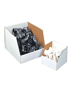 Office Depot Brand White Jumbo Open Top Parts Bin Boxes, 8in x 12in x 12in, Pack Of 25