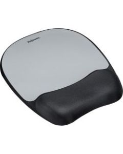 Fellowes Memory foam Mouse Pad/Wrist Rest- Silver Streak - Silver Streak - 1in x 7.9in x 9.3in Dimension - Silver - Memory Foam, Jersey Cover - Wear Resistant, Tear Resistant, Skid Proof
