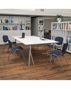 Flash Furniture HERCULES Series Plastic Stack Chairs, Blue, Set Of 5 Chairs