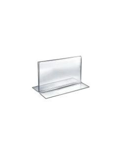 Azar Displays Double-Foot Acrylic Sign Holders, 5in x 7in, Clear, Pack Of 10