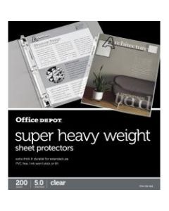 Office Depot Brand Super Heavyweight Sheet Protectors, 8-1/2in x 11in, Clear, Box Of 200