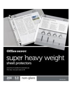 Office Depot Brand Super Heavyweight Sheet Protectors, 8-1/2in x 11in, Clear, Non-Glare, Box Of 200
