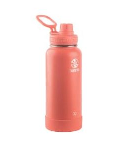 Takeya Actives Spout Reusable Water Bottle, 32 Oz, Coral