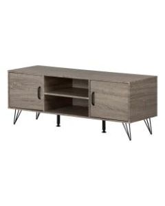 South Shore Evane TV Stand With Doors For 55in TVs, Oak Camel