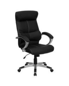 Flash Furniture Bonded LeatherSoft High-Back Swivel Chair, Black/Silver
