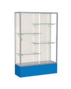Waddell Spirit 4-Shelf Floor Display Case, 72inH x 48inW x 16inD, Royal Blue Base/Satin Finish