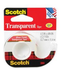 Scotch Transparent Office Tape In Dispenser, 1/2in x 450in, Clear