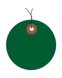 Office Depot Brand Prewired Plastic Circle Tags, 2in, Green, Pack Of 100