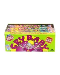 Cry Baby Extra-Sour Bubble Gum, Assorted Flavors, 9 Pieces Per Box, Case Of 24 Boxes