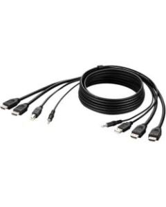 Belkin Dual HDMI High Retention + USB A/B + Audio Passive Combo KVM Cable - 6 ft  - Black - TAA Compliant