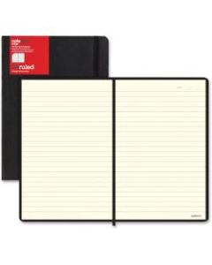 Letts of London L5 Ruled Notebook - Sewn - 9in x 6in - 96 Sheets - Black Cover - Elastic Closure, Flexible Cover, Pocket - 1 / Each