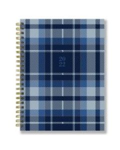 TF Publishing Weekly/Monthly Planner, 8in x 6-1/2in, Blue/Black Plaid, January To December 2022
