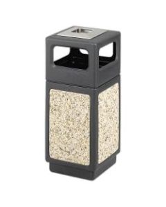 Safco Canmeleon Stone Aggregate Panel Ash Urn, Side Opening, 15 Gallons, Black/Aggregate