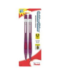 Pentel Quicker-Clicker Mechanical Pencil, 0.9mm, #2 Lead, Transparent Red, Pack Of 2