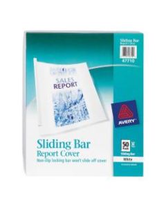 Avery Sliding Bar Report Covers, White Bars, Box Of 50