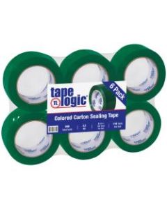 Tape Logic Carton-Sealing Tape, 3in Core, 2in x 110 Yd., Green, Pack Of 6