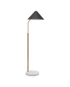 Zuo Modern Pike Floor Lamp, 55 1/2inH, Black Shade/Brass Base